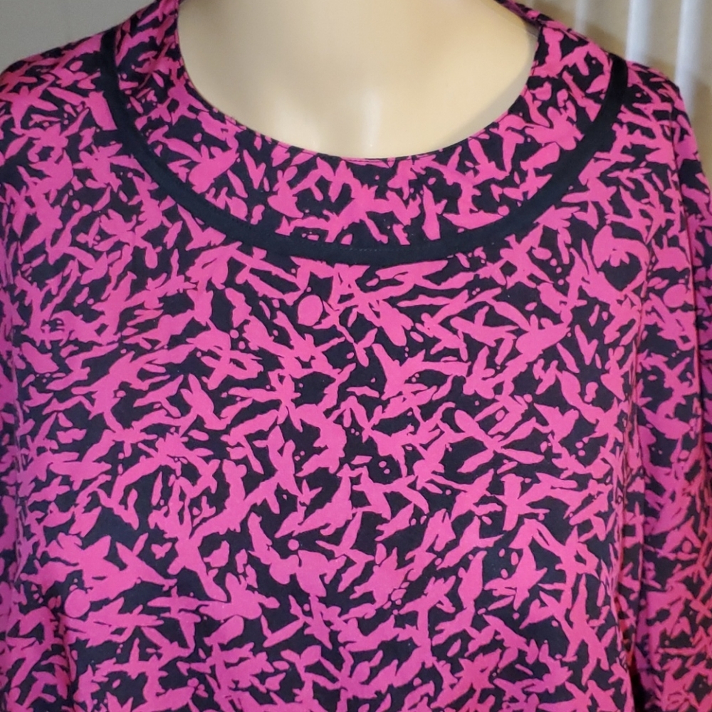 Vintage Judy Bond pink and black blouse sz 18 - Picture 2 of 6